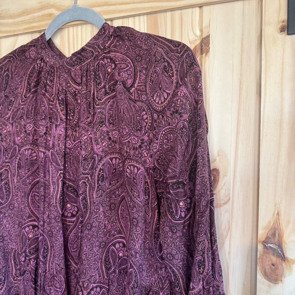 Bohemian Burgundy Paisley Print Long Dress size Medium - Picture 8 of 10
